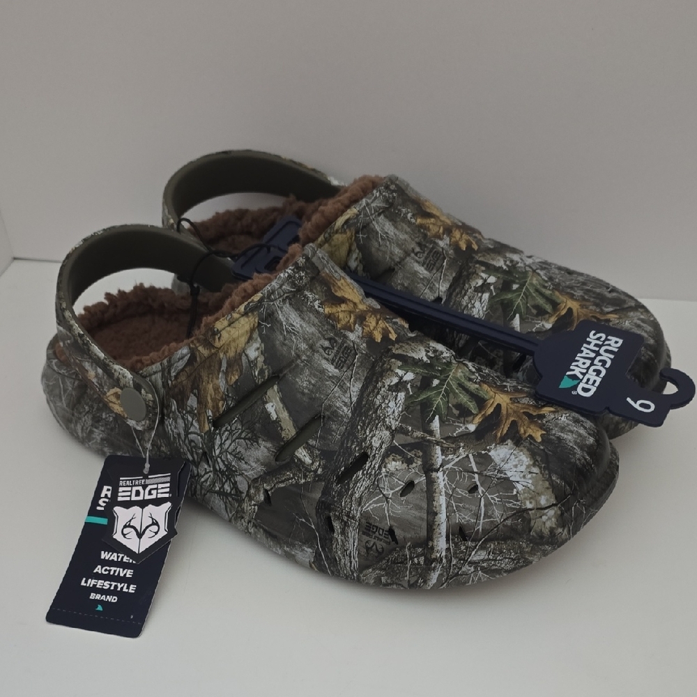 NEW Mens Rugged Shark CAMO Lined Clog Sz 9